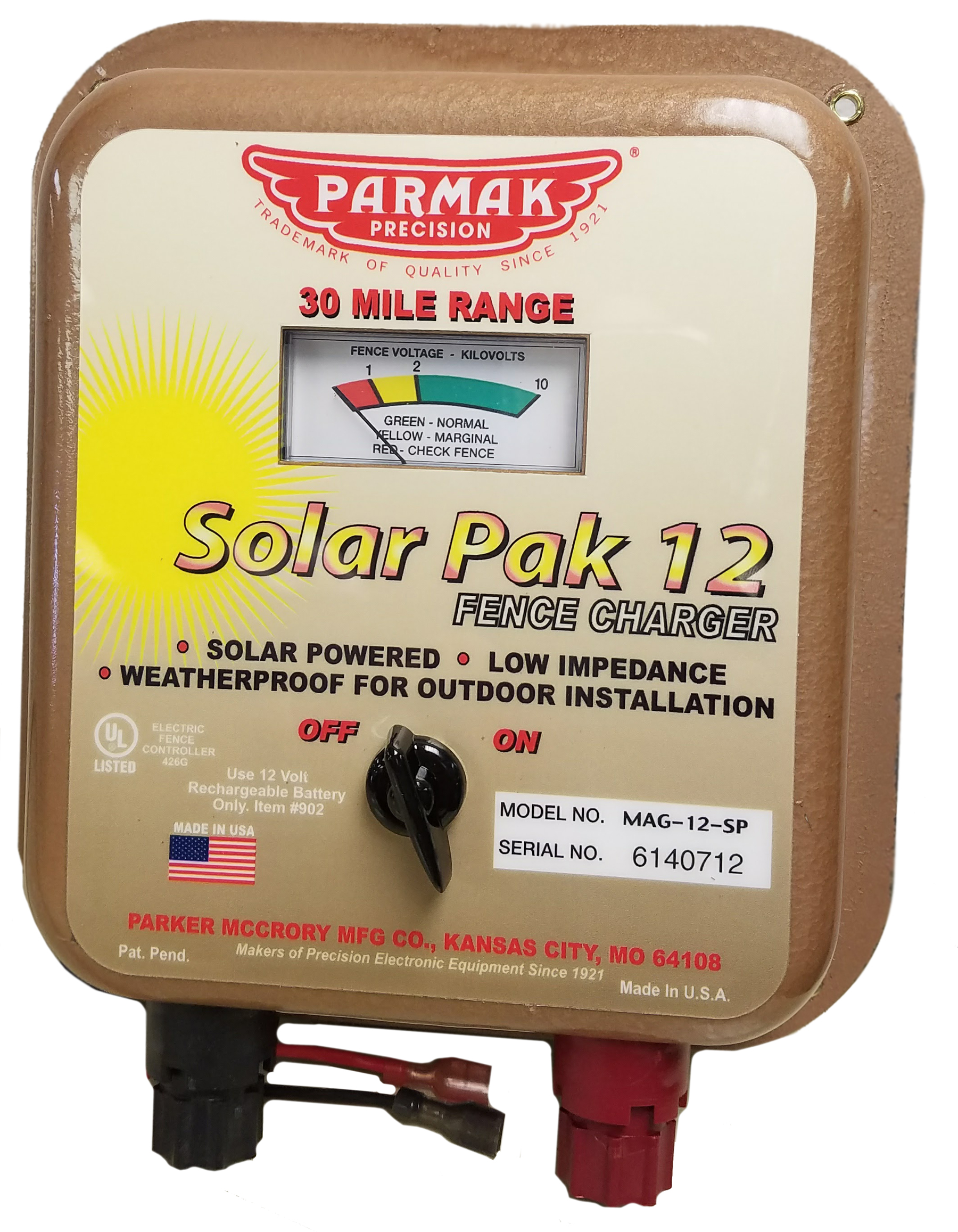 Parmak Solar Powered Electric Fence Charger Magnum Solar-Pak 12 MAG12-SP 30 Mile 